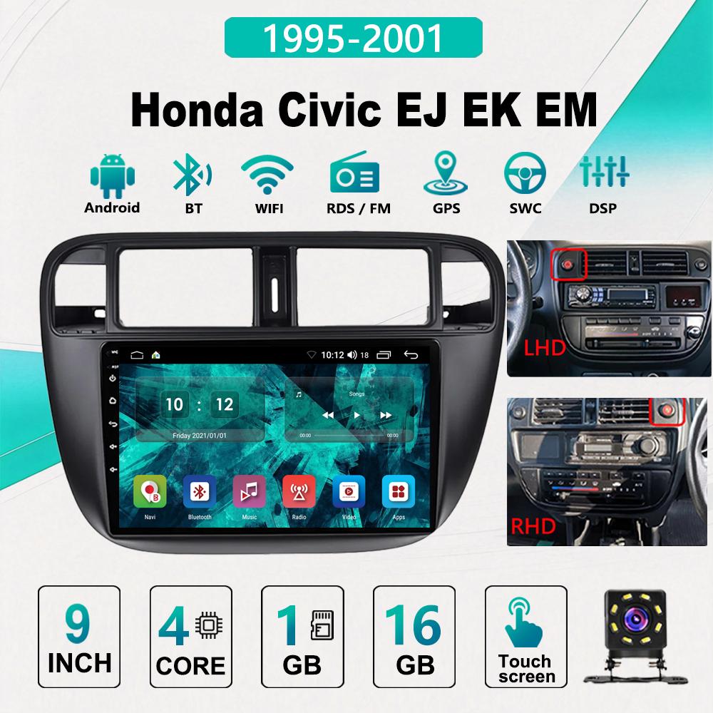 2Din Android Car-Play Car Radio,Honda Civic EJ EK EM 1995-2001,Multimedia Player Head Unit Stereo GPS Navigation BT WIFI,1+16GB