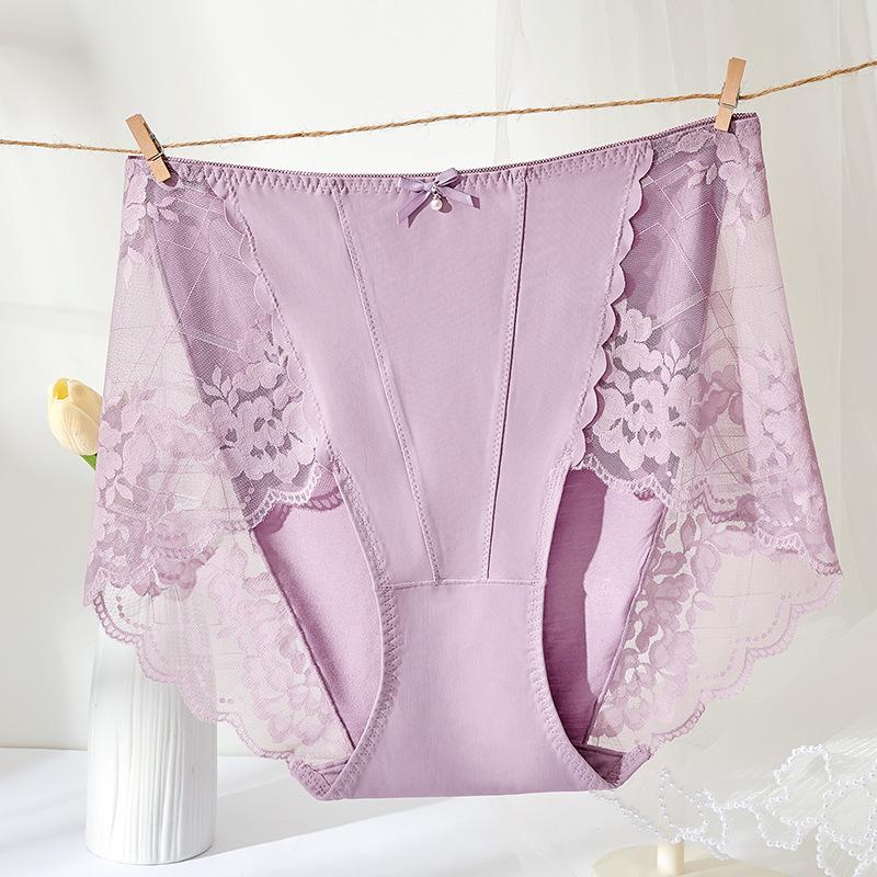Кружевное нижнее белье для женщин летом тонкие сексуальные трусики из модала с высокой талией больших размеров