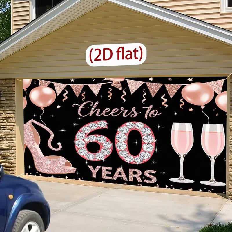 2D Glitter Rose Gold 60th Birthday Party Backdrop for Adult Photo Booth