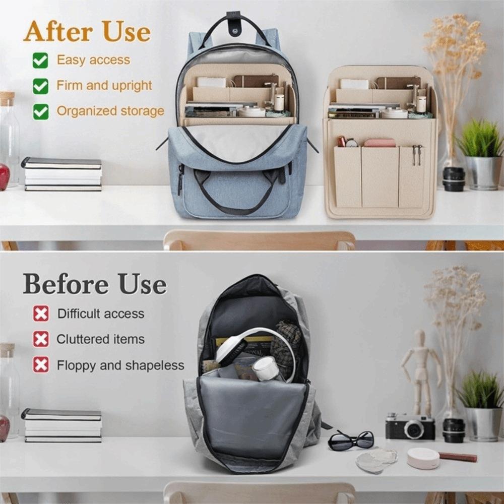 Multi-Pocket Backpack Organizer Insert Multi layer Storage Bag Portable Rucksack Insert  Unisex