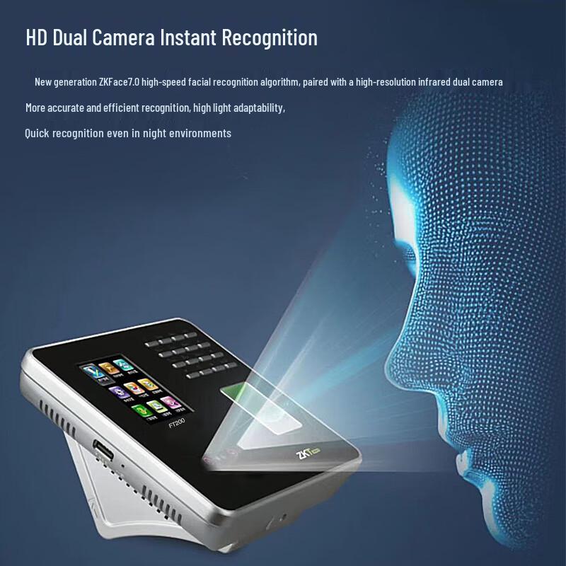 ZKTECO Smart Face & Fingerprint Time Attendance Machine CN plug (adapter included)
