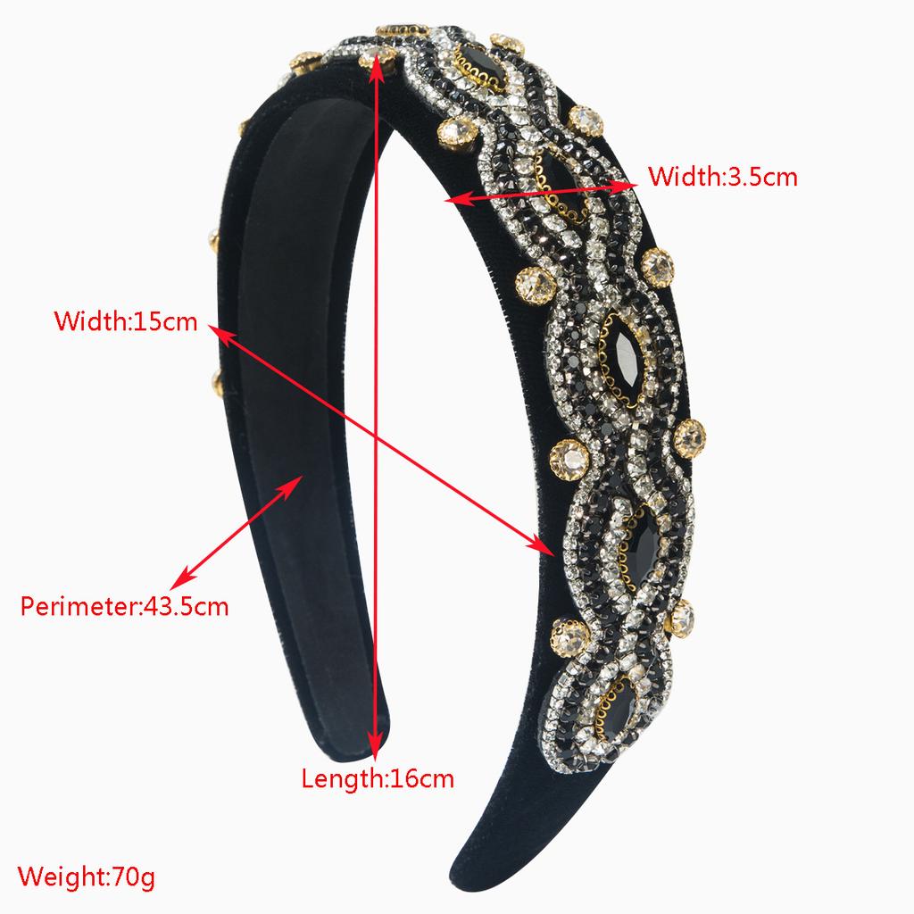 High Quality Velvet Headbands Diamond Studded Super Flash Hairband Hair Accessories For Women's Party Hair Band Hoop Headwear