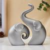 Lavish Silver Home Decor Elephant Couple | Ceramic Figurines (Set of 2, Matte Silver)
