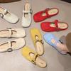 French Retro Baotou Half-slipper Women's Spring and Summer Flat Square Toe Flip-flops Single Shoes