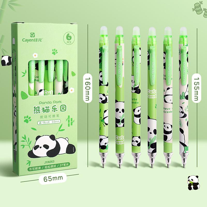 Набор милых гелевых ручек с капибарой и пандой, 6 шт., стираемые ручки, канцелярские товары для офиса и школы, кавайная эстетичная канцелярия