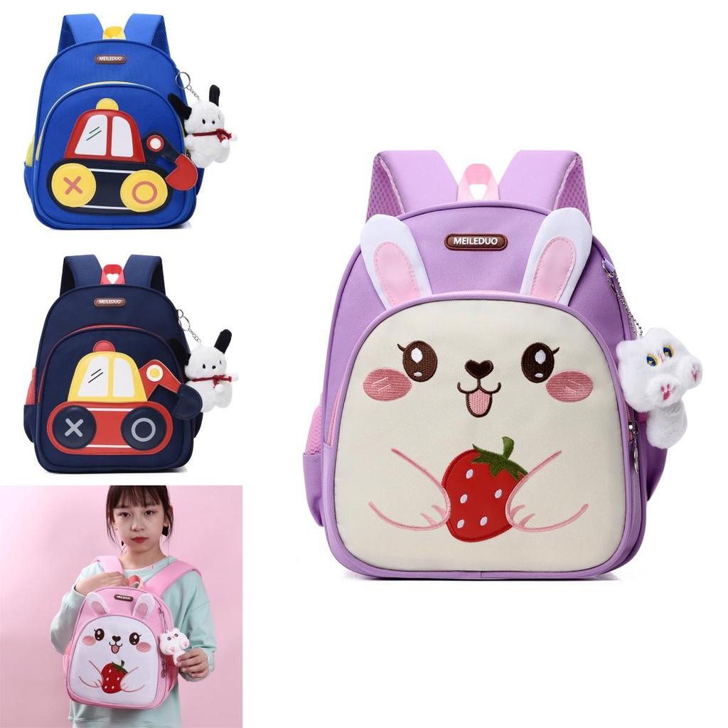 Children School Backpack With Oxford Material And Rabbit Car Pattern For Kids