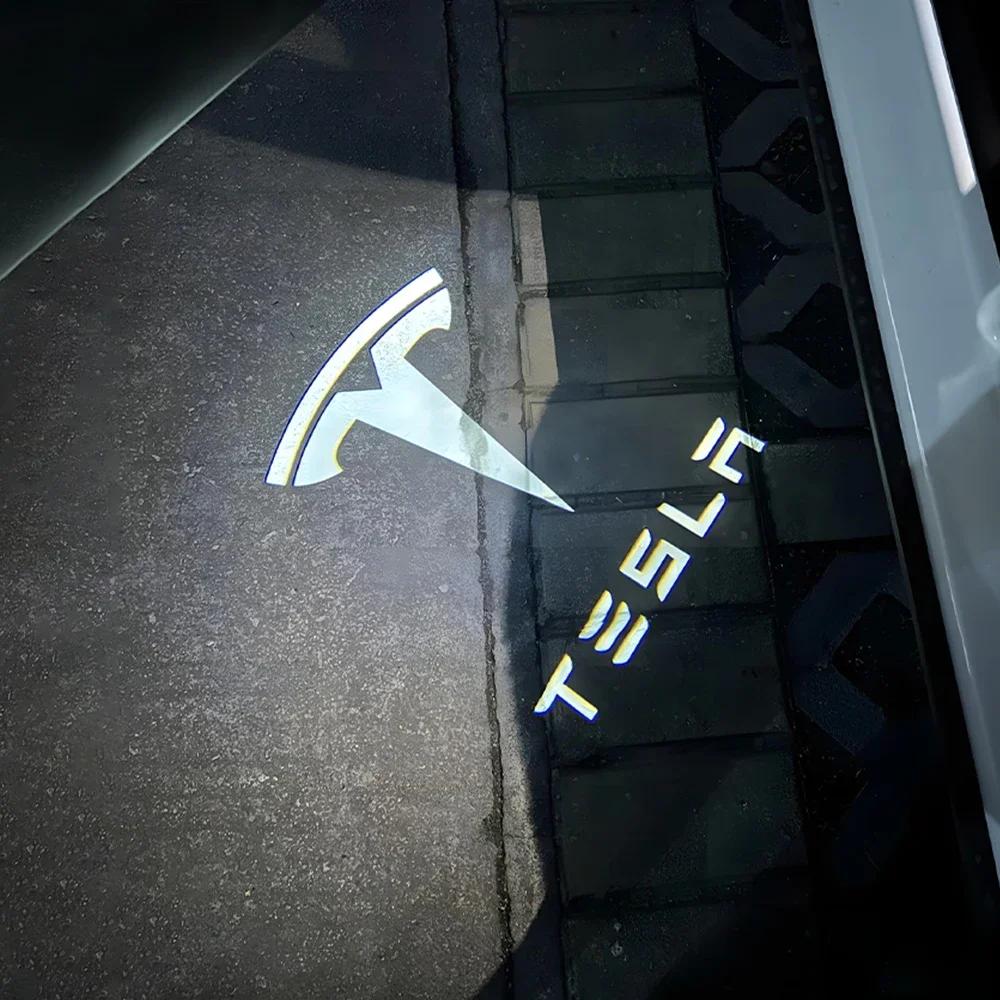 Автомобильная наклейка 2025 Горячая 2 шт. Для Tesla Model 3 Model S Model X Автомобильные лампы-проекторы на дверь с приветственным светом HD