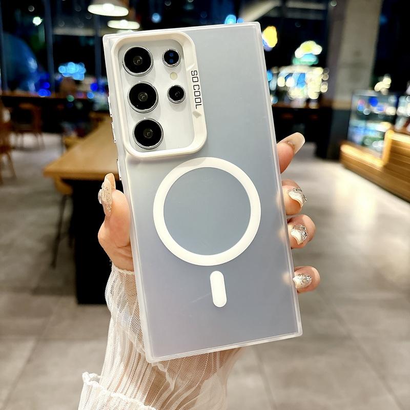 Тонкий цветной лазерный магнитный чехол для телефона Samsung S25 S24 Ultra S23 Plus S22 S21 FE A55 A35 A54 для Magsafe противоударный бампер