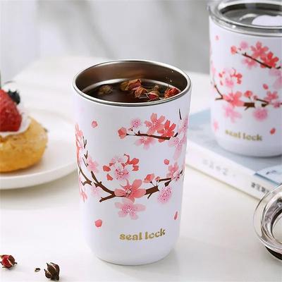 Термокружка из нержавеющей стали 304 Cherry Blossom с пылезащитным покрытием, переносная, герметичная, для лета, для чая и воды