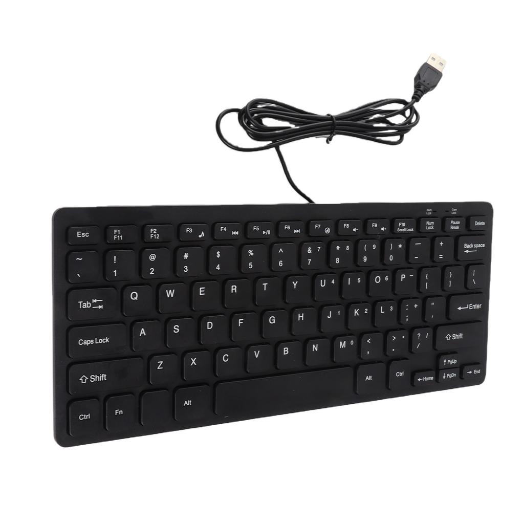 78 клавиш ультратонкая мини USB проводная клавиатура для настольного компьютера ноутбука ПК (черный)