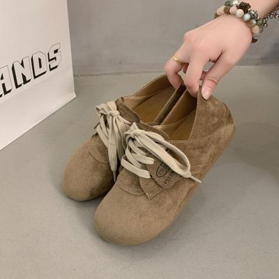 Детские осенние туфли в стиле ретро на плоской подошве, повседневные, с низким верхом, на одной педали, полностью закрытые, с возможностью наступать на пятку, женские