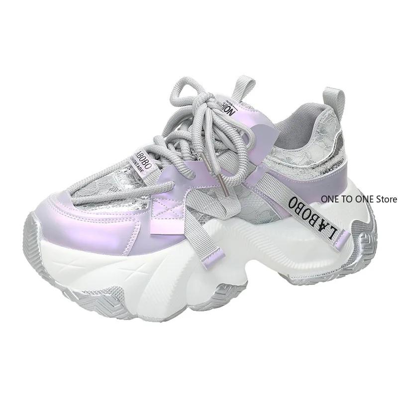 Плюс Женские Кроссовки Обувь Модная Женская Обувь Теннисная Женская Платформа Дизайнер Розы Новые Каблуки Кроссовки Толстая Подошва Средний ПУ Хлопок