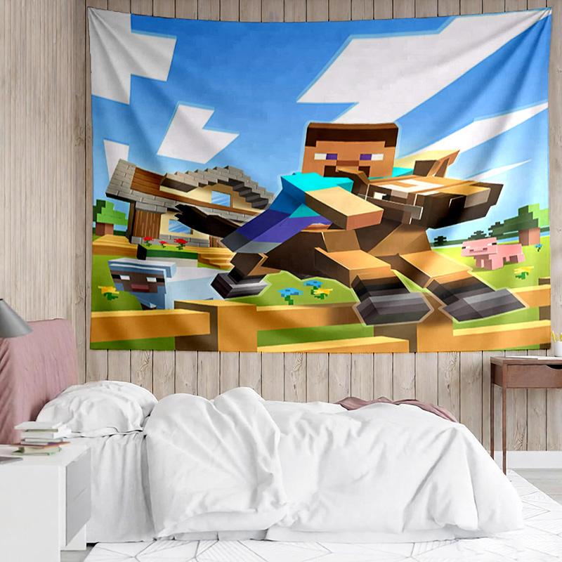 Minecraft5 Tapestry for Bedroom Aesthetic Classroom Tapestries Wall Hanging for Living Room Dorm Office,Ideal Creative Gift