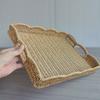 Yousheng Storage Tray Wicker Basket with Handles Retro Rattan Weave Design Easy To Clean Multi-Functional Countertop Organizer