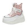 Fashion 2024 Spring Fashion Women Ankle Boots High Platform Canvas Boots 8CM Wedge Heels Sneakers Woman Autumn Thick Sole Short Boots