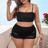 Plus Size Solid Mesh Swimsuit High Neck Halter Swimwear Women Sexy Patchwork Swimming Suit for Women Sexy Swimsuit High Waisted Bikini