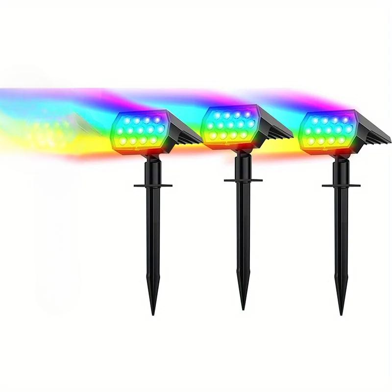 Solar Spot Lights Outdoor Color Changing 7 Modes Christmas IP65 Waterproof Landscape Spotlights Dusk To Dawn For Patio Garden