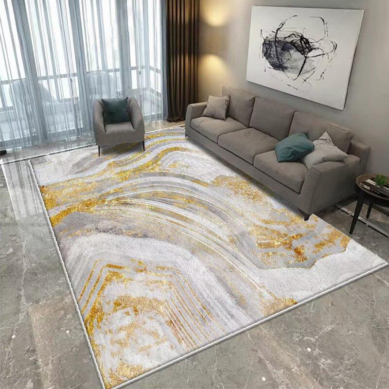 Современный КОВЕР ДЛЯ ГОСТИНОЙ Нескользящий Домашний Декор Роскошный Легкий Роскошный Золотой Синий Ковер для Зоны Моющийся Коврик для Гостиной Прикроватная Комната