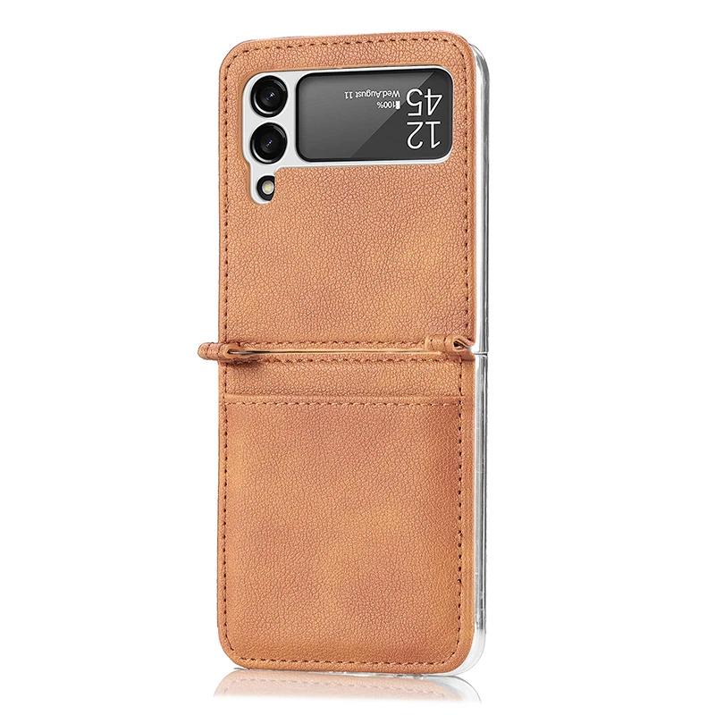 Для Samsung Galaxy Z Flip 6 5 4 3 2 1 Flip4 Flip3 Чехол Бизнес Минимализм Задняя Крышка Кожаные Чехлы для Телефона Держатели для Карт
