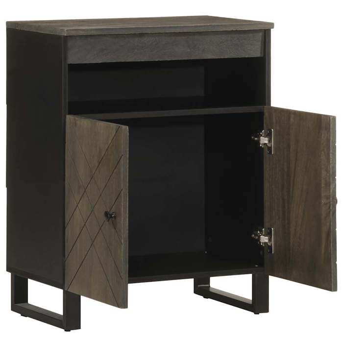 VidaXL Buffet noir 60x33x75 cm bois massif de manguier, meuble de rangement, meuble de rangement de cuisine, meuble de 4017709