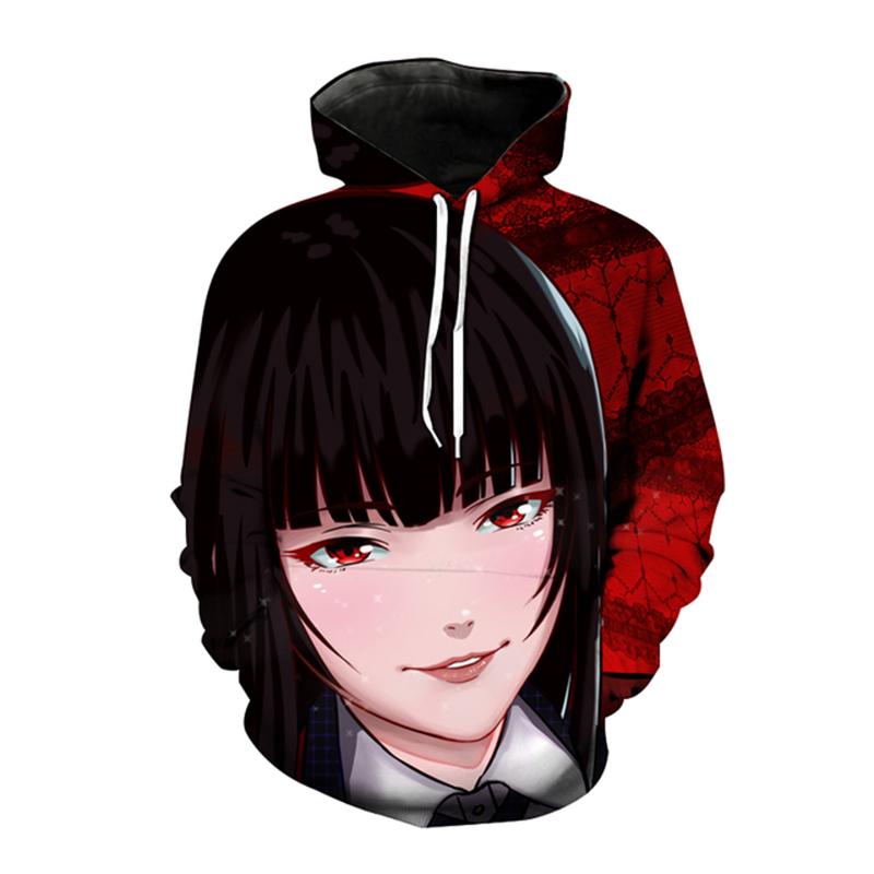 Kakegurui толстовки с 3D принтом аниме для мужчин и женщин, повседневная модная толстовка, толстовка большого размера, Harajuku, модные пуловеры с капюшоном