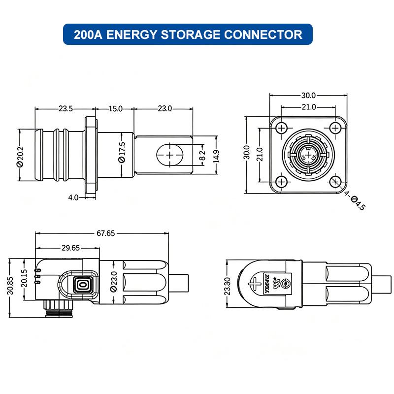 200A 120A 25/50mm² Energy Storage Connector Single Core High-Current Through Wall Terminal Waterproof Lithium Battery Connectors