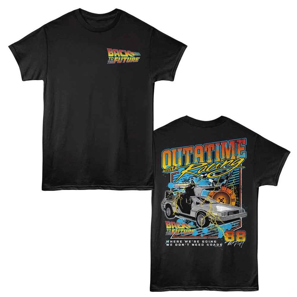 Back To The Future - Outatime Racing - 2-Sided Print Adult Solid T-Shirt - Black