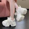 Fashion 8CM Fashion New Chunky Sneakers Women Autumn Spring Lace Up Platform Sports Shoes Thick Bottom High Heels Female Sneakers Woman