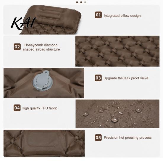 Moisture Proof Camping Bed Sleeping Mat with Pillow & Built-in Pump, Ultralight Single Portable Air Mattress Person Mattress, Inflatable for