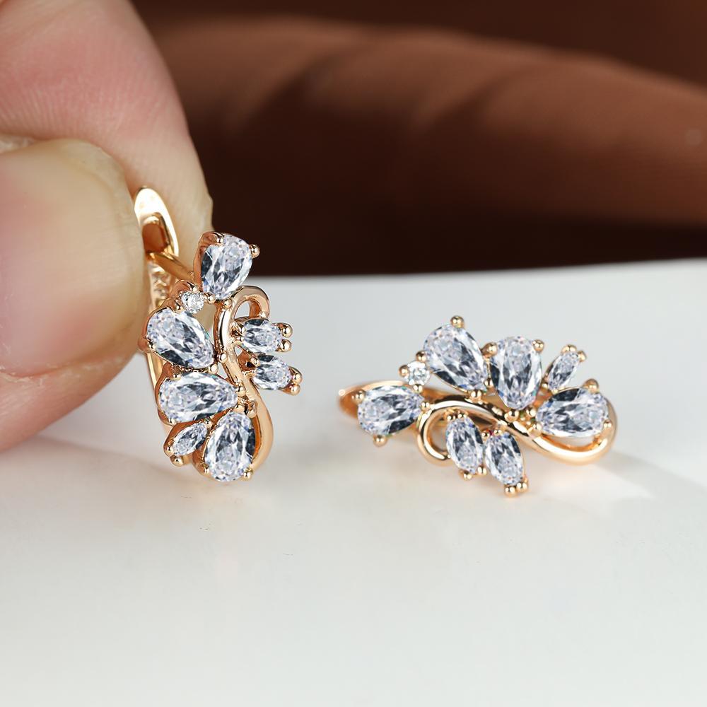 1 пара серьги-клипсы в форме капли с радужным камнем в стиле хип-хоп, цветочные украшения, серьги с цветами, эффектные милые серьги золотого цвета, женский подарок