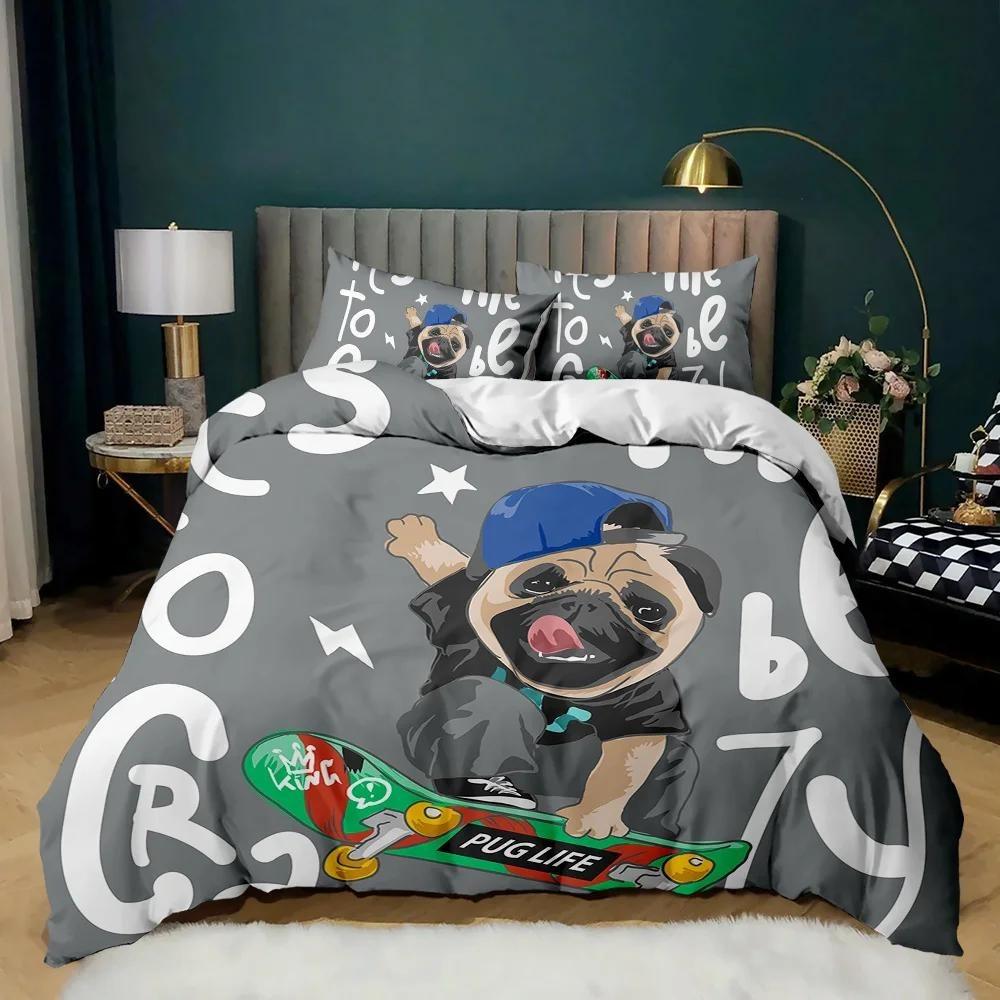 Роскошный комплект постельного белья с принтом в виде 3D-собачки, односпальная и двуспальная кровать размера «queen-size», пододеяльник, удобная наволочка/пододеяльник, подарок для подростка