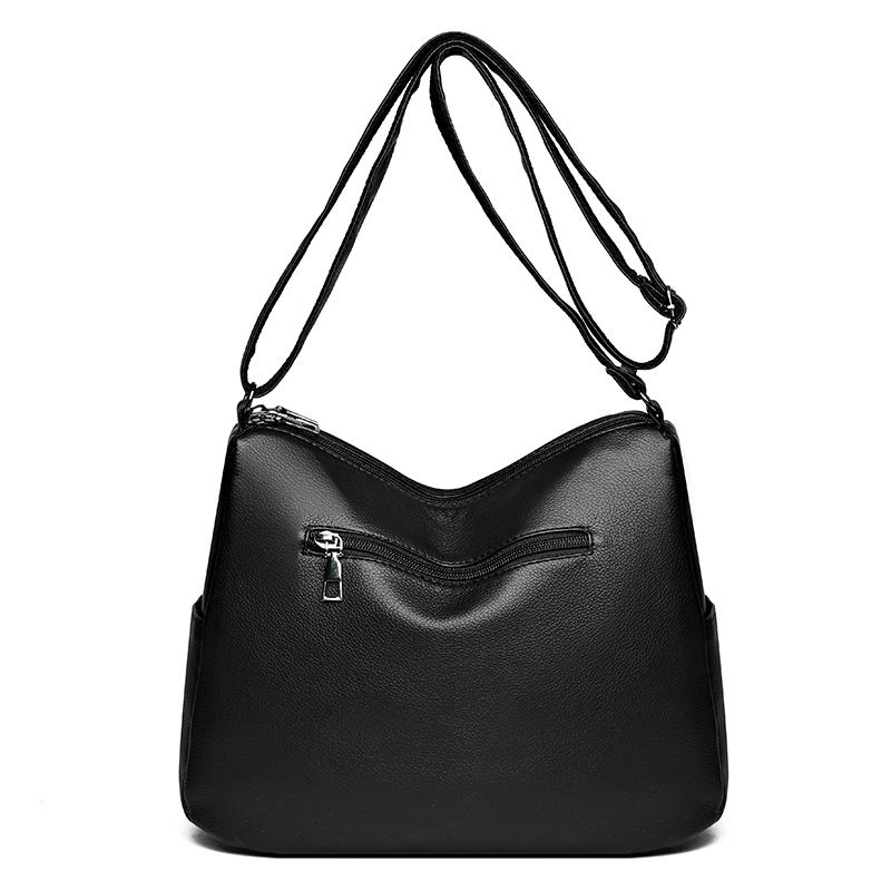Women's Crossbody Bag Multi-Layer Bag Soft Leather Middle-Aged Mother Shoulder Bag