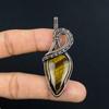 Подвеска Тигровый глаз, Подвеска из драгоценного камня ручной работы, обернутая медной проволокой 999 пробы, Антикварное украшение, Для подарка, Серебряное украшение