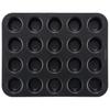 CHEFMADE Muffin and Cupcake Pan, 20-Cavity, Non-Stick, Silver/Black, Body 32.8*25.8*2.2cm, Cups 4.5*3.3cm