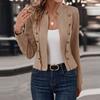 Весна Осень Женское Пальто Двубортный Стоячий Воротник Пуговицы Slim Fit Длинные Рукава Ретро Стиль Кардиган Повседневная Одежда Куртка Для Отдыха На Природе