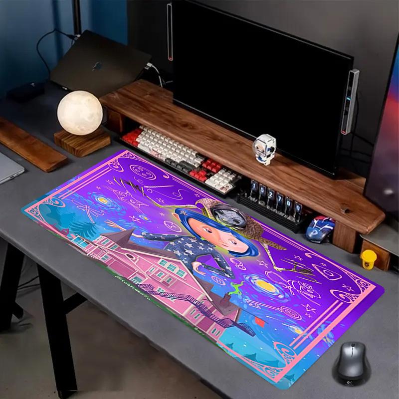 Coraline Print Mouse Pad, Anti‑Slip Desktop keyboard Mat, for PC Laptop Gaming Working Daily Use, Cool Festival Surprise Gift