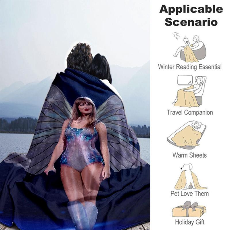 1pc Blanket Taylor Swift Print Design, Lightweight Blanket for Sofa, Bed- Soft &Warm, Gift for All Seasons like Christmas, Halloween