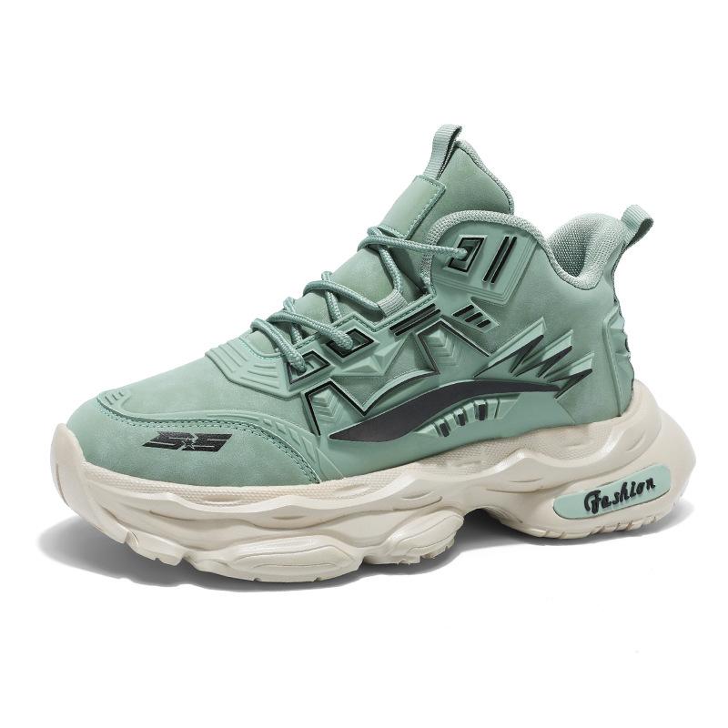 Модные осенне-зимние новые кожаные высокие кроссовки на толстой подошве в универсальном гонконгском стиле, мужская спортивная обувь, удобная и легкая, мужская меховая повседневная