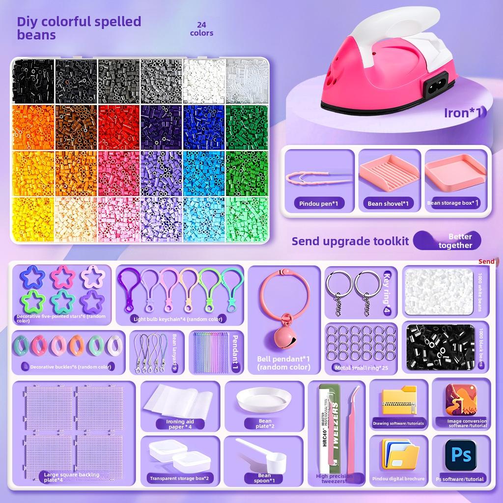 Pindou bean handmade DIY material bag, full set of three-dimensional fusion MARD color number set, tools, ironing paper bag