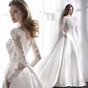 Satin Bridal Gown Full Sleeves Wedding Party Women Communion Dresses Long Dress Evening Dress Prom Party Lace