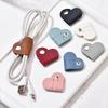 1pc Mini Heart Shape Cable Organizer Vintage Earphone Wire Data Line Clips Cable Winder Tie PU Leather Wire Organizer