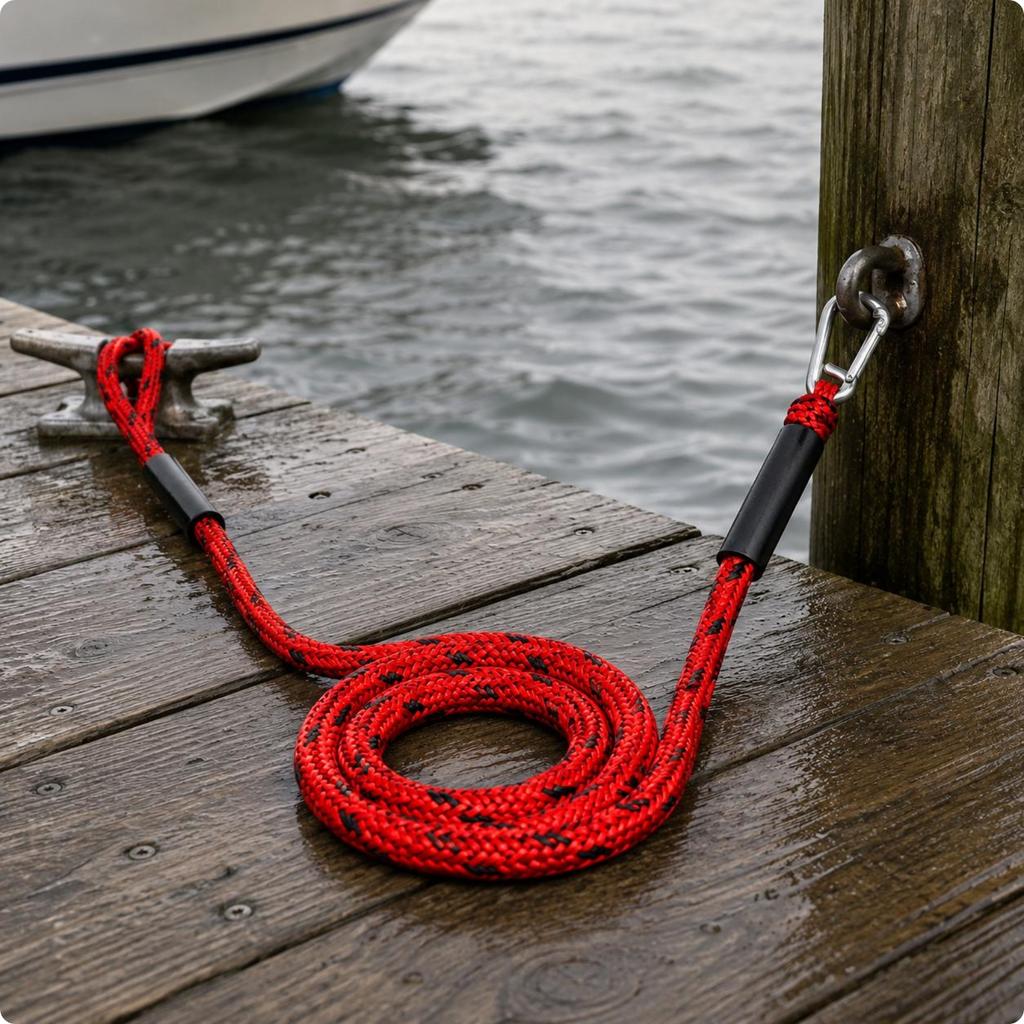 Bungee Dock Line Reinforced Sleeves Bungee Mooring Rope Stretch Dock Line Coiled Hook and Loop Rope Stretchy