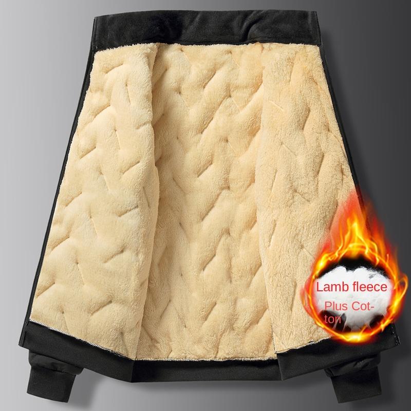 Men's Winter Faux Wool Cotton Coat Thick Cotton Coat Warm and Casual Versatile Loose and Oversized Stand Up Collar Cotton Coat