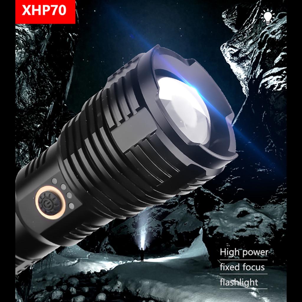 XHP70 Мощный светодиодный фонарик с зарядкой через USB и водонепроницаемым дисплеем для зарядки
