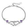 S925 Sterling Silver Bracelet Inlaid With Natural Amethyst Zircon Heart Lady Bracelet, Charm Jewelry Gift Wedding Jewelry