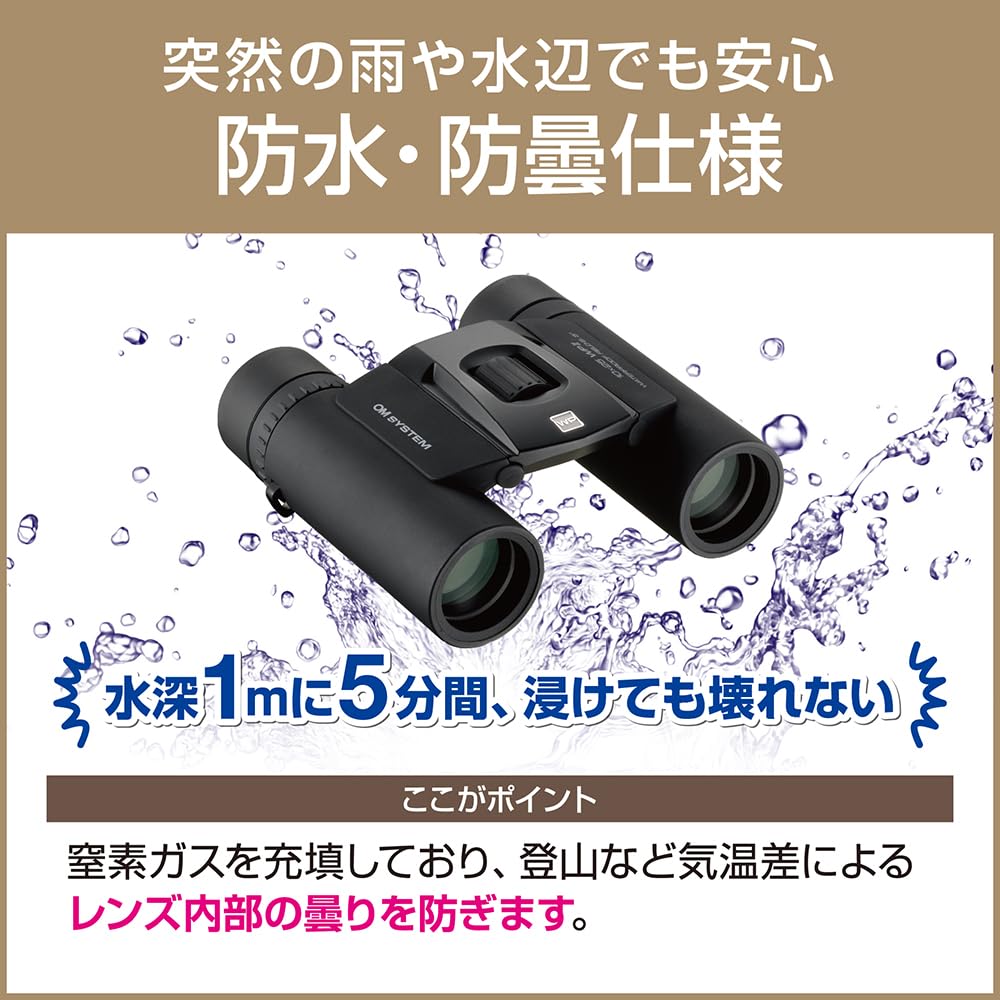 Бинокль OM SYSTEM 10x25 Black II, Компактный, Легкий, Водонепроницаемый, (10X25WP ЧЕРНЫЙ)