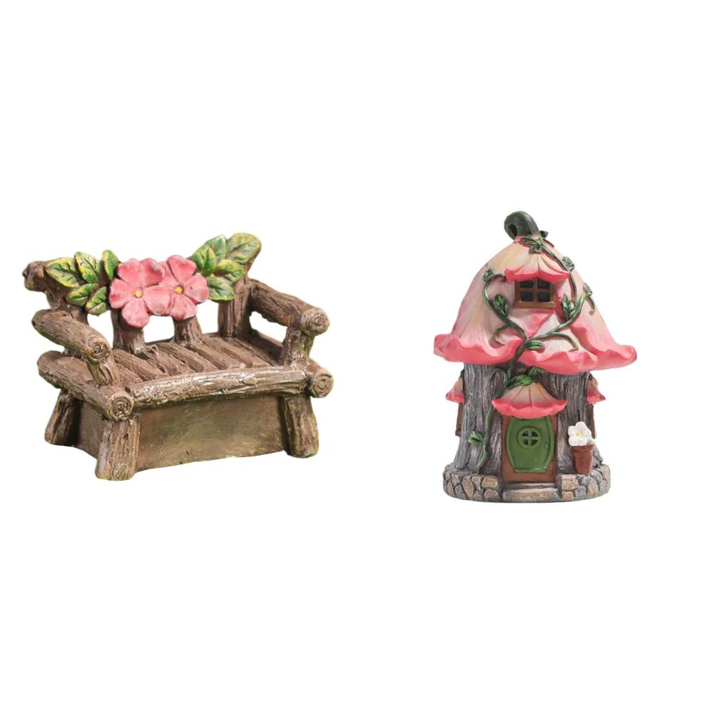 Fairy Garden Kit Resin Miniature Fairy House Chair Kit Micro Landscape Ornaments for Fairy Garden Miniature Moss Landscape DIY