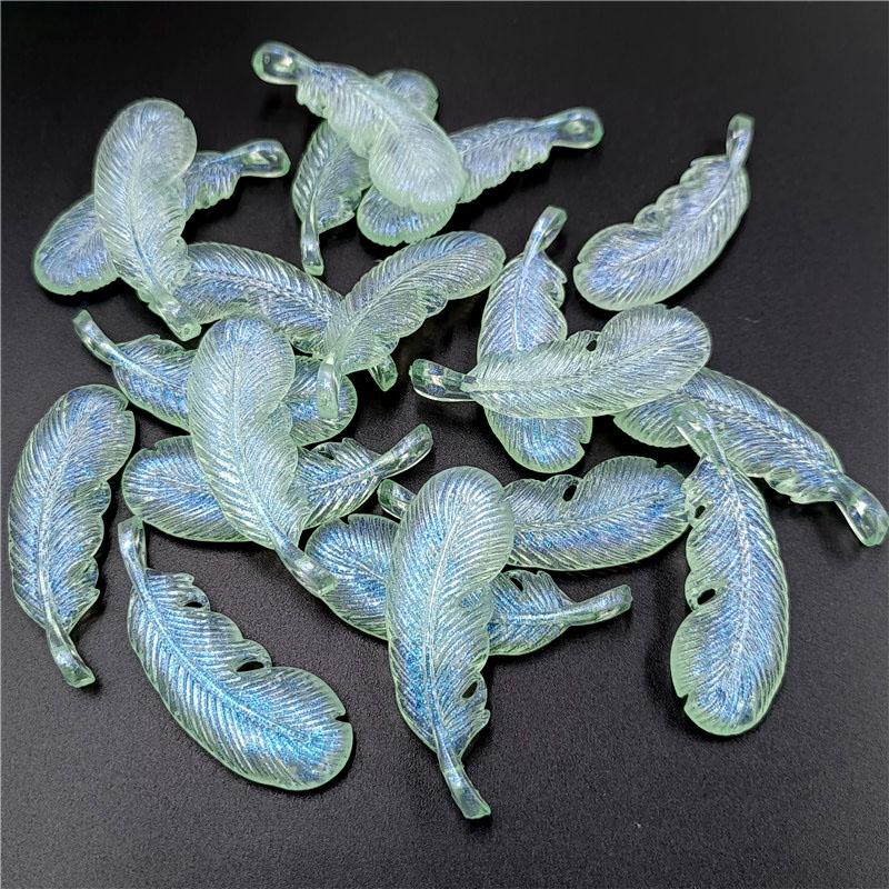 Материалы Прозрачные DIY аксессуары 10 шт. Творческий светлый цветной серии перьев кулон изготовление ювелирных изделий ожерелье серьги светящиеся бусины ручной работы