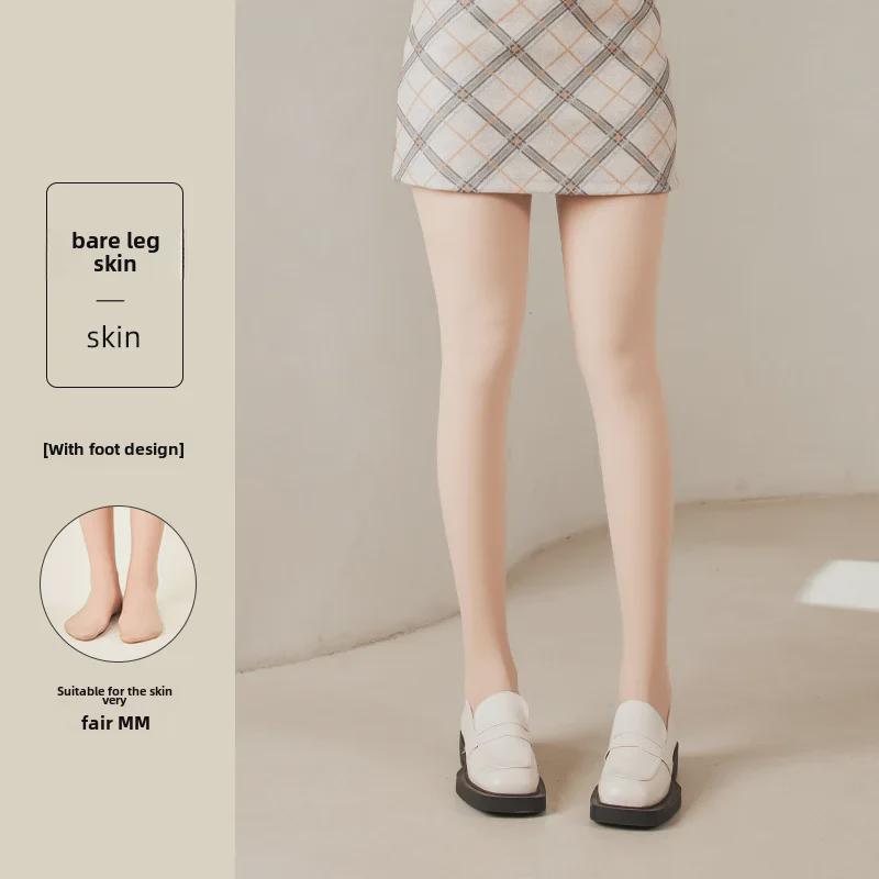 Женские утолщенные леггинсы телесного оттенка для весны/осени