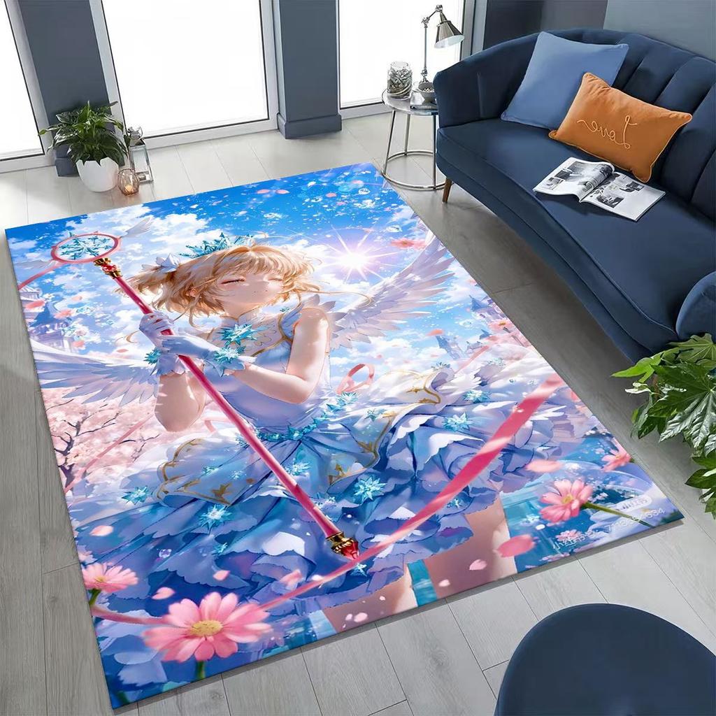 Милый мультяшный коврик с аниме-артом «Карточный ловец Сакура» для спальни, гостиной, дивана, домашний придверный коврик, декор, детский нескользящий коврик для пола